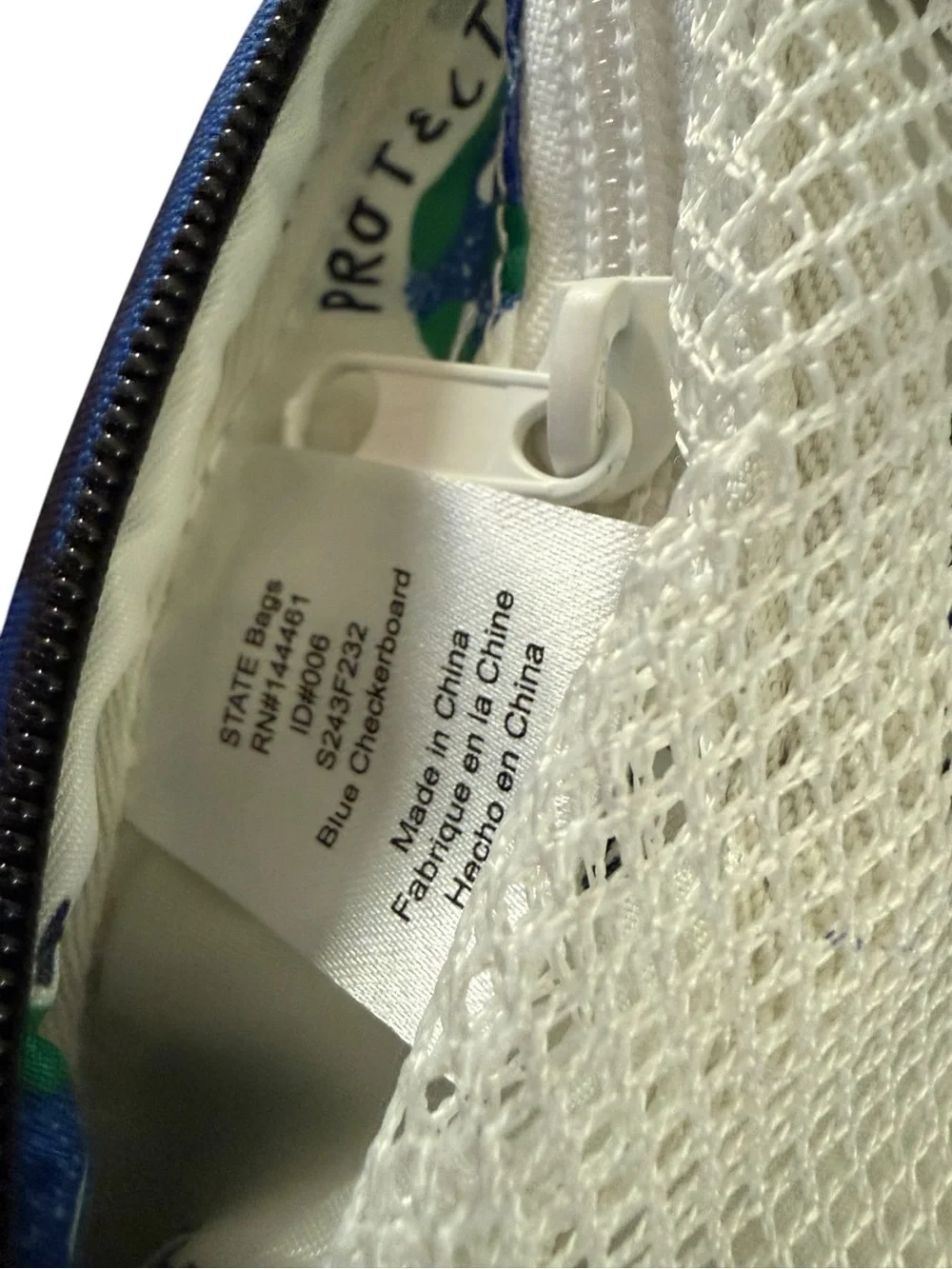 State Bensen toiletry blue checkerboard bag